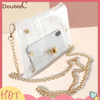 【Double C 】✿   กระเป๋าช้อปปิ้ง PVC แบบใส จุของได้เยอะ ทนต่อการสึกหรอ เข้ากับทุกการแต่งกาย