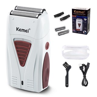 Kemei KM-3382 เครื่องโกนหนวดไฟฟ้า แบบชาร์จ USB หัวปัตตาเลี่ยนไร้สาย สําหรับผู้ชาย