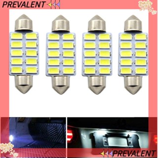 Preva หลอดไฟอ่านหนังสือ LED COB 5730 10SMD 39 มม. สีขาว 4 ชิ้น สําหรับรถยนต์ 4 ชิ้น