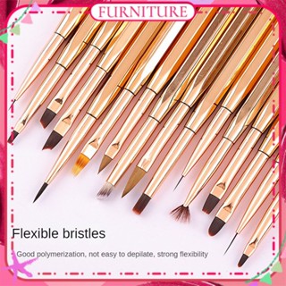 ♕ Nail Art Functional Pen Full Set Rose Gold Hexagonal Pole Pulling Line Drawing Flower Halo Dye Phototherapy Brush Manicure Tool For Nail Shop FURNITURE