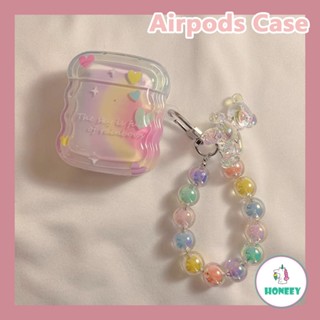 เคสหูฟังบลูทูธไร้สาย ลายการ์ตูนหัวใจ ประดับลูกปัด หลากสี สําหรับ Airpods 1 2 3 Pro 2