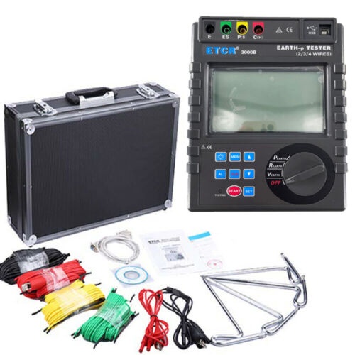 Ground Earth Resistance Tester 0 to 30kohm Soil Resistivity Meter Voltage Tester