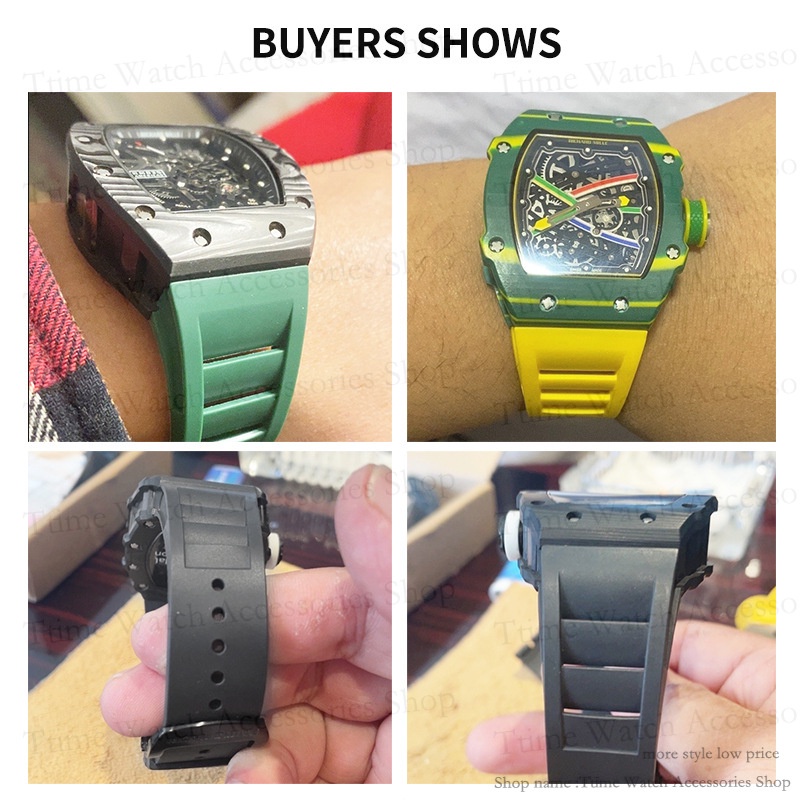 ใหม่ สายนาฬิกาข้อมือยางธรรมชาติ 25 มม. สําหรับ Richard Mille RM-11 Mille สีเขียว สีเทา สีฟ้า สีเหลือง สีส้ม