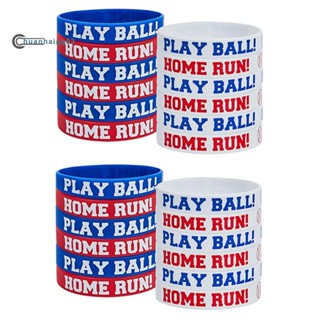 24 ชิ้น เบสบอล ยางซิลิโคน สร้อยข้อมือ เบสบอล PLAY BALL HOME RUN สร้อยข้อมือ สําหรับธีมเบสบอล ปาร์ตี้