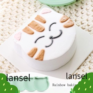 Lansel แม่พิมพ์ซิลิโคน รูปหัวแมวน่ารัก ขนาด 6.77*6.1 นิ้ว สีเขียว สําหรับทําเค้ก เครื่องล้างจาน ร้านอาหาร 4 ชิ้น