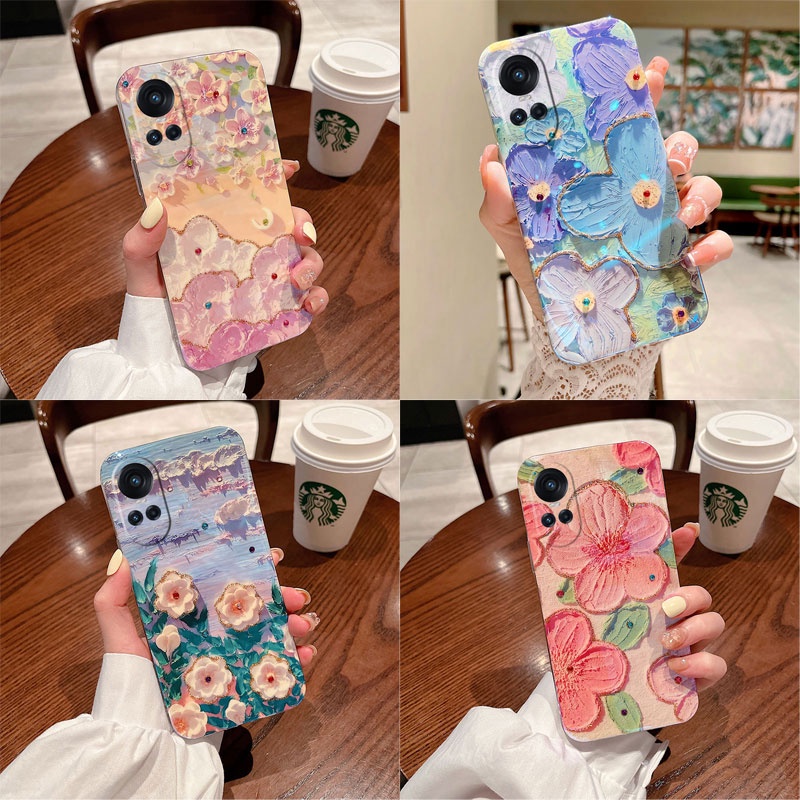 เคสOPPO Reno10 Reno10 Pro Reno 10 Pro+ 5G ซิลิโคน แบบนิ่ม ลายภาพวาดสีน้ํามัน รูปดอกไม้ สําหรับ เคสโทรศัพท์OPPO Reno10 Pro 5G