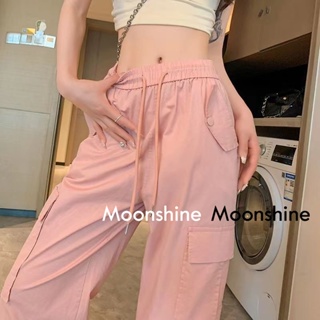 Moon  กางเกงขายาว คาร์โก้ กางเกง เชือกอเมริกันคลาสิค Cargo pants 2023 NEW fashion Beautiful สวย Chic A90M04R 36Z230909