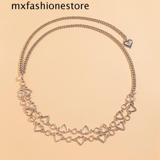 Mxfashione เข็มขัดโซ่คาดเอว กลวง ปรับได้ หัวใจ รัก พังก์ ฮิปฮอป เข็มขัดหน้าท้อง สําหรับผู้หญิง