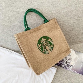 Star*bucks กระเป๋าผ้ากระสอบ ทรงโท้ท เป็นมิตรกับสิ่งแวดล้อม ทนทาน