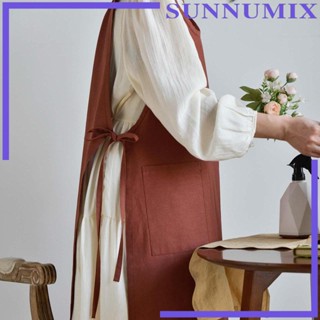 [Sunnimix] ผ้ากันเปื้อนเชฟ ทํางาน ผ้ากันเปื้อน เอี๊ยม แขนกุด หลวม ผ้ากันเปื้อน ครัว สําหรับศิลปิน ผู้หญิง ช่างทําผม รวบรวม