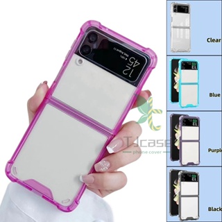 เคสซิลิโคนใส แบบบาง สี่มุม กันกระแทก สําหรับ Samsung Galaxy Z Flip 5 Z Flip 4 Z Flip 3