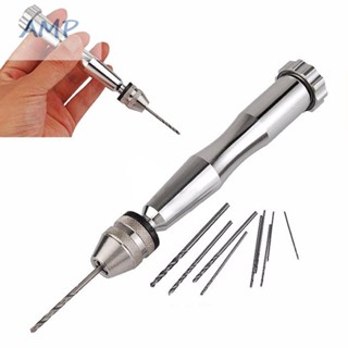 ⚡NEW 8⚡Mini Hand Drill Micro Bits Aluminum Silver Vise Hand Push Chuck Repair Twisted