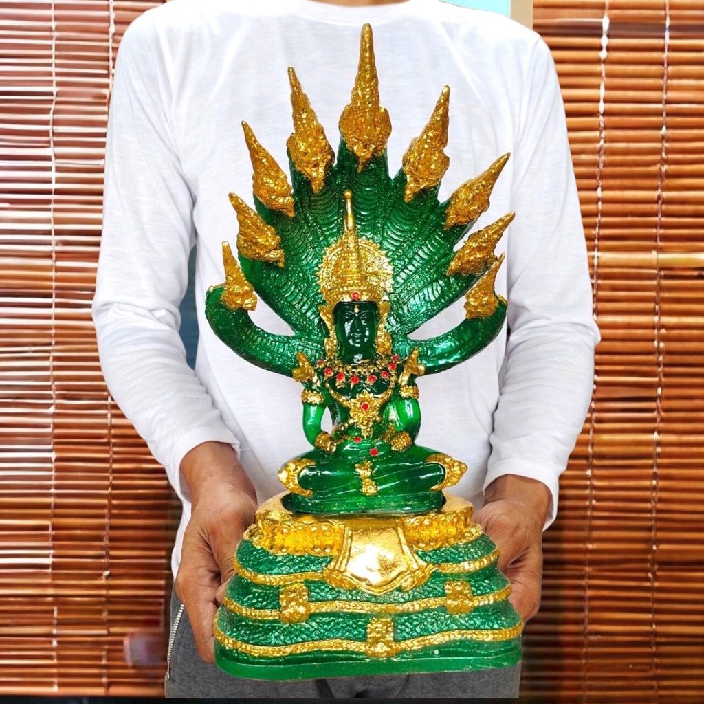 NMT8 พระแก้วมรกต ทรงเครื่องฤดูร้อน ประทับนั่งบัลลังก์นาคปรก 9 เศียร หน้าตัก 5 นิ้ว งานโรงสีปิดทองงดงาม