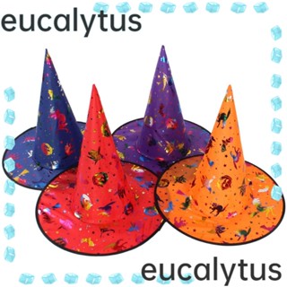 Eucalytus1 หมวกผ้าริบบิ้น มงกุฎสูง สําหรับปาร์ตี้ฮาโลวีน