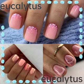 Eucalytus1 เล็บปลอมแฟชั่น ไล่โทนสีชมพู ถอดออกได้ สําหรับตกแต่งเล็บ DIY