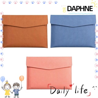 Daphne กระเป๋าเอกสารหนัง กันน้ํา มีสไตล์ อุปกรณ์การเรียน หลากสี ตัวเลือกสองชั้น