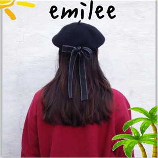 Emilee หมวกเบเร่ต์ ผ้าขนสัตว์นุ่ม หรูหรา สําหรับผู้หญิง เด็กผู้ชาย