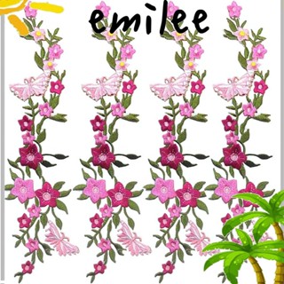 Emilee แผ่นผ้าโพลีเอสเตอร์ ลายดอกกุหลาบ สีแดง สําหรับตกแต่งเสื้อผ้า กระเป๋าเป้สะพายหลัง DIY