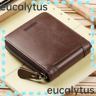 Eucalytus1 กระเป๋าสตางค์ หนังแท้ มีซิป ใส่บัตรได้ สําหรับผู้ชาย