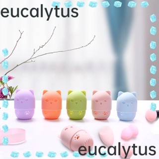 Eucalytus1 กล่องซิลิโคน รูปหมี หลากสี สําหรับใส่พัฟฟองน้ําแต่งหน้า 2 ชิ้น