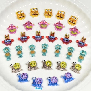 ตามมาตกแต่งเล็บ Spongebob Squarepants Star Cartoon Nail Art เครื่องประดับสามมิติ Cute Crab Boss Octopus Nail Decoration