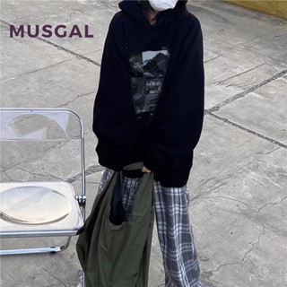 Musgal เสื้อฮู้ดดี้ คอกลม ลําลอง สีพื้น แฟชั่นใหม่ สําหรับผู้หญิง 2023