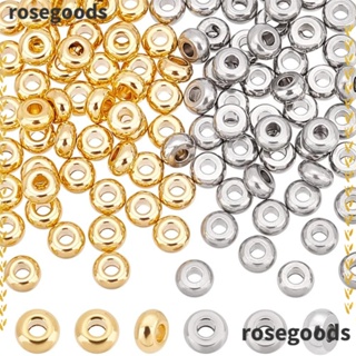 Rosegoods1 ลูกปัดสเปเซอร์ ทรงกลมแบน แบน สเตนเลส สีทอง 200 ชิ้น