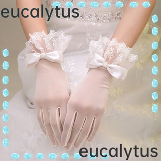 Eucalytus1 ถุงมือเจ้าสาว ประดับมุก สีขาว หรูหรา อุปกรณ์เสริมเพื่อนเจ้าสาว