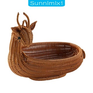 [Sunnimix1] ตะกร้าหวายเทียม แฮนด์เมด สําหรับใส่อาหาร ผลไม้ ขนมขบเคี้ยว