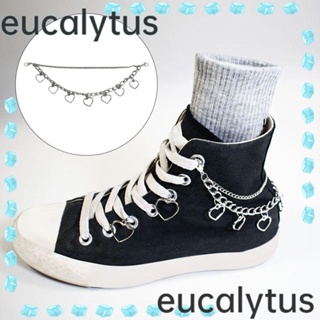 Eucalytus1 สายโซ่คล้องรองเท้าผ้าใบ รูปหัวใจ ประดับพู่ 1 คู่ ของขวัญปาร์ตี้ สําหรับผู้หญิง