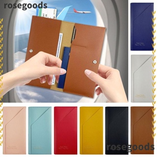 Rosegoods1 กระเป๋าสตางค์ หนัง Pu น้ําหนักเบา แบบพกพา สีพื้น สําหรับใส่หนังสือเดินทาง สําหรับผู้ชาย