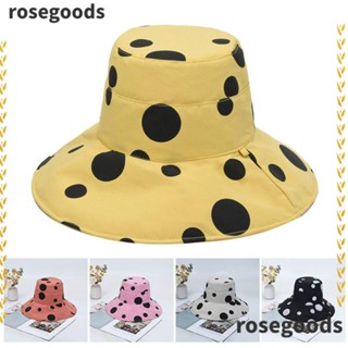 Rosegoods1 หมวกปีกกว้าง กันแดด ป้องกันรังสียูวี ลายจุด แบบพกพา เหมาะกับฤดูร้อน