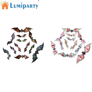 Lumiparty สติกเกอร์ PVC ลายค้างคาว 3D กันน้ํา พร็อพสําหรับตกแต่งผนังฮาโลวีน ปาร์ตี้