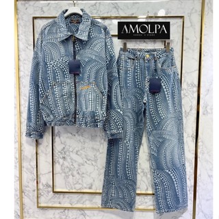 (ขายแยก) ♥ เช็คสินค้าก่อนสั่ง JACKET LOUIS DENIM SET ชุดเซท แจ็คเก็ต เสื้อยีนส์ ลายฟักทอง + กางเกงยีนส์ ขายาว หลุยส์