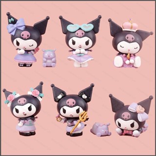 Nana โมเดลฟิกเกอร์ Sanrio Kuromi Little Demon and Baku ของเล่นสําหรับเด็ก 6 ชิ้น