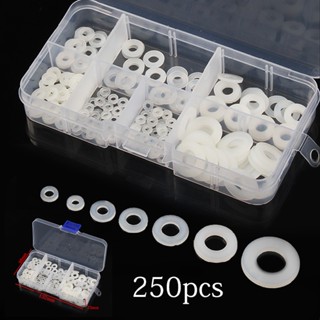 250pcs New Nylon Flat Washer Assortment Kit M2 M2.5 M3 M4 M5 M6 M8 Screw/Bolt