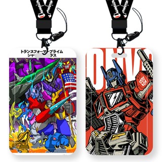 กระเป๋าใส่บัตรเครดิต ABS แบบแข็ง กันน้ํา ลายการ์ตูนอนิเมะ Transformers พร้อมสายคล้องยาว สําหรับนักเรียน