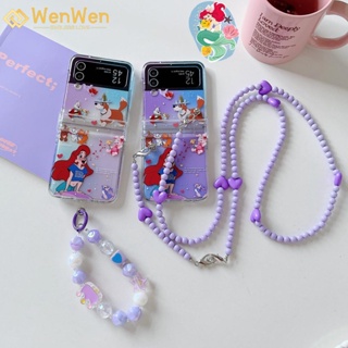 Wenwen เคสโทรศัพท์มือถือแบบใส ลายนางเงือก สามชิ้น แฟชั่น สําหรับ Samsung Z Flip4 Z Flip3