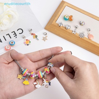 [eruditecourtth] ชุดเครื่องประดับ สร้อยข้อมือ ลูกปัด รูขนาดใหญ่ แฮนด์เมด DIY สําหรับเด็ก 1 ชุด