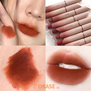 LUCKGO New Arrivals Matte Velvet Lip Glaze Lasting No Fading Lip Clay Not Pull Dry ราคาไม่แพง ใช้ง่าย ลิปสติกสีสวยพร้อมใช้