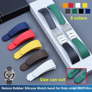 สายนาฬิกาข้อมือยาง ขนาด 20 มม. สีดํา สีเขียว สําหรับ Rolex DAYTONA Submarine GMT Yacht Master Oyster Gliding Buckle