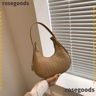 Rosegoods1 Hobo กระเป๋าถือ กระเป๋าสะพายไหล่ หนัง PU ทรงเกี๊ยว ความจุขนาดใหญ่ สีพื้น แฟชั่นสําหรับสตรี