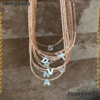 Rosegoods1 สร้อยคอโช้คเกอร์ ประดับคริสตัล ลายตัวอักษร แวววาว สําหรับผู้หญิง 2 ชิ้น