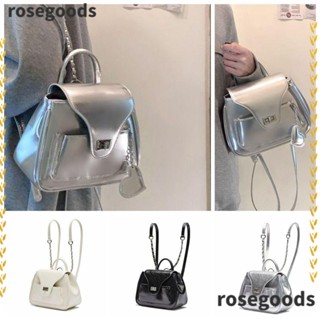 Rosegoods1 กระเป๋าเป้สะพายหลัง หนัง PU|กระเป๋าถือ กระเป๋าสะพายไหล่ กระเป๋านักเรียน สายโซ่ ความจุขนาดใหญ่