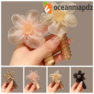 Oceanmapdz ยางรัดผม แบบตรง ยืดหยุ่น ลายดอกไม้ สําหรับโทรศัพท์