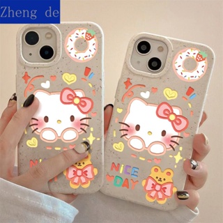 เคสโทรศัพท์มือถือนิ่ม ทนต่อการสึกหรอ ลายโดนัท แมว KT เรียบง่าย สําหรับ Apple Iphone 14promax 13 12 11 7 8plus VPJH