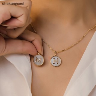 Shakangcool จี้สร้อยคอ รูปตัวอักษร A-Z สีขาว สไตล์มินิมอล สําหรับผู้หญิง และผู้ชาย