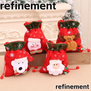 Refinement ถุงผ้าสักหลาด แบบหูรูด ลายคริสต์มาส กวาง สโนว์แมนน่ารัก สําหรับใส่ตุ๊กตา เครื่องประดับ ของขวัญคริสต์มาส