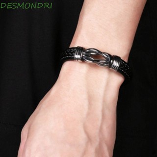 Desmondri สร้อยข้อมือหนัง PU บุคลิกภาพสตรีทสวมใส่หัวเข็มขัดแม่เหล็กเครื่องประดับแฟชั่นออกแบบคู่กําไลข้อมือแหวนคู่ผู้หญิงสายรัดข้อมือ