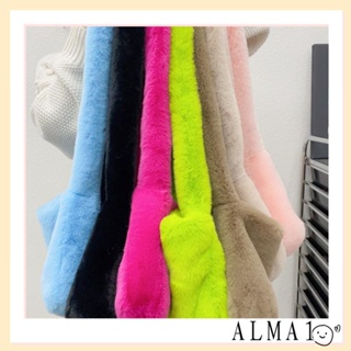 Alma กระเป๋าสะพายไหล่ ผ้ากํามะหยี่ขนนิ่ม ขนเฟอร์เทียม สีแคนดี้ สําหรับผู้หญิง